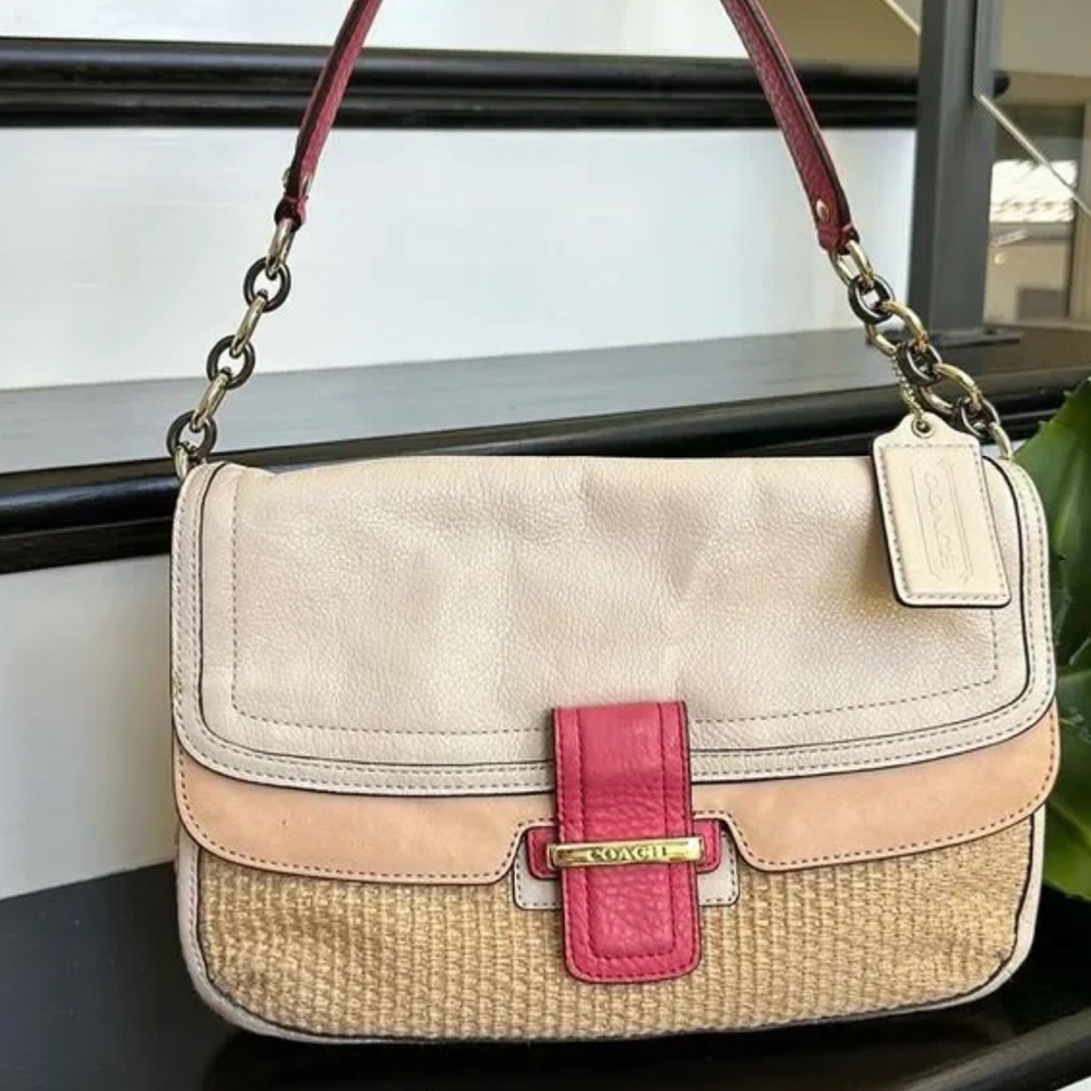 Coach Madison Pinnacle Straw Shoulder Bag